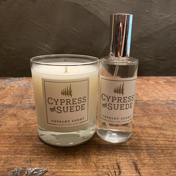 Cavalry Court Cypress and Suede Candle and Spray Combo