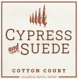 Cotton Court Cypress and Suede Candle Label