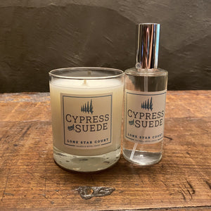 Lone Star Court Cypress and Suede Candle and Spray Combo